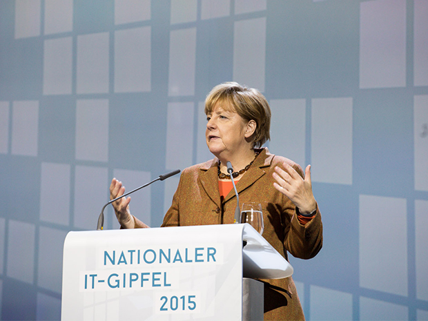 Bundeskanzlerin Angela Merkel hielt im Rahmen des IT-Gipfels eine Keynote; Quelle: BMWi/Espen Eichhöfer