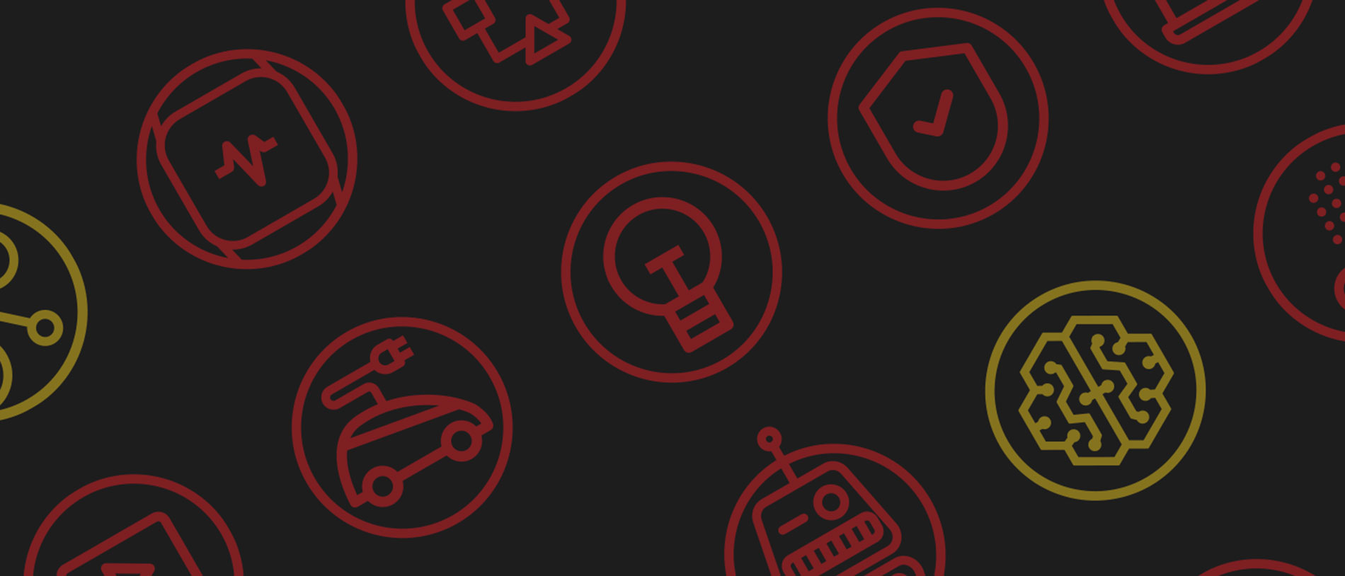 Icons, die Kerngebiete der Digital Hubs symbolisieren