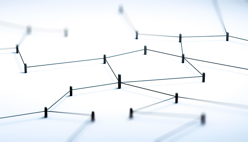 Netzwerk, das Verbindung der Digital Hubs symbolisiert