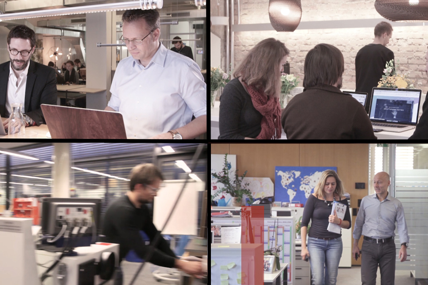 4 Bilder von Start-ups ind Deutschland; Arbeitssituationen