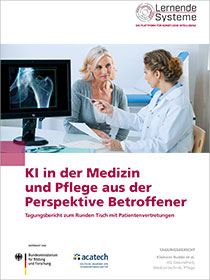Cover der Publikation "KI in der Medizin und Pflege aus der Perspektive Betroffener"
