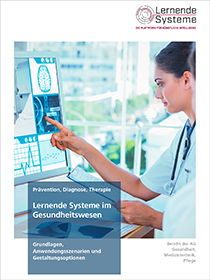 Cover der Publikation "Lernende Systeme im Gesundheitswesen: Grundlagen, Anwendungsszenarien und Gestaltungsoptionen"