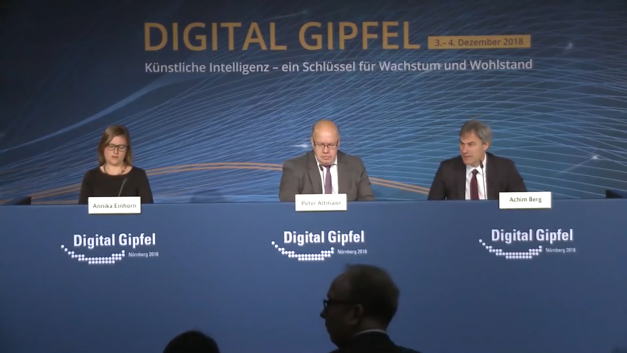 Standbild aus Video Digital-Gipfel 2018: Pressekonferenz mit Bundesminister Altmaier und Achim Berg (Bitkom)