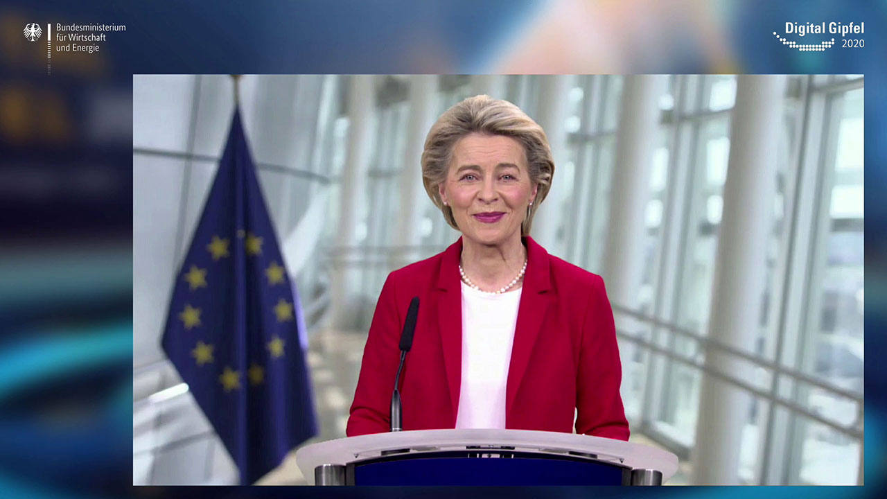 Screenshot aus dem Video: Der Digital-Gipfel 2020: Keynote Dr. Ursula von der Leyen Präsidentin der Europäischen Kommission