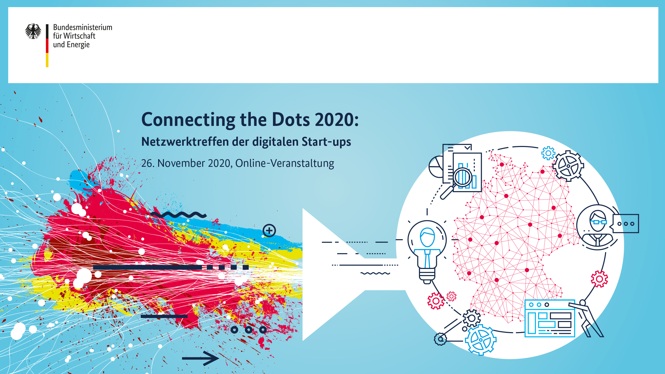 Keyvisual des Connecting the Dots: Netzwerktreffen der digitalen Start-ups