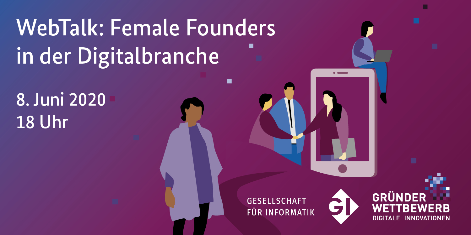 Sharepic zum Webtalk Female Founders in der Digitalbranche am 8. Juni 2020.