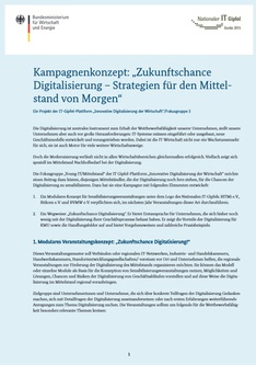 Cover der Publikation Kampagnenkonzept: "Zukunftschance Digitalisierung - Strategien für den Mittelstand von Morgen"