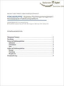 Cover der Publikation Digitales Flüchtlingsmanagement - Konzeptpapier Praktikumsplattform