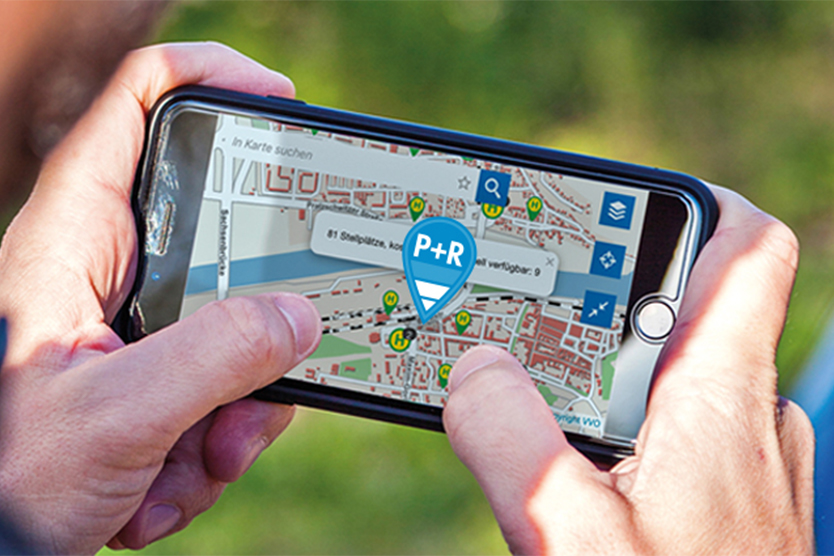 Kartenansicht P+R-Belegung auf Smartphone