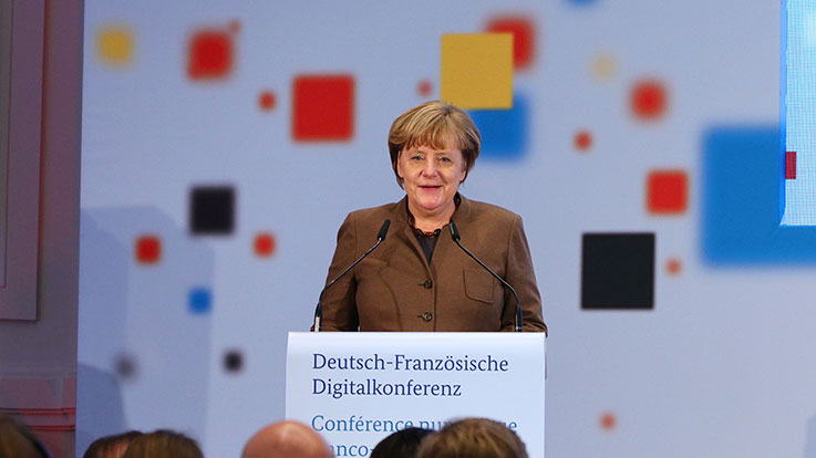 Nach einer Zusammenfassung der bisherigen Diskussionen hielt Bundeskanzlerin Dr. Angela Merkel eine Rede..; Quelle: BMWi/Michael Reitz