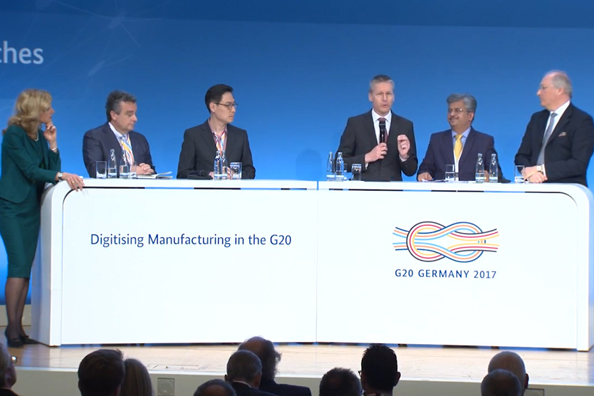 Paneldiskussion auf der Konferenz "Digitising Manufacturing in the G20"; Quelle: BMWi
